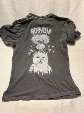 Ripndip Gray Short-Sleeve Tee with Graphic Cat Back Print